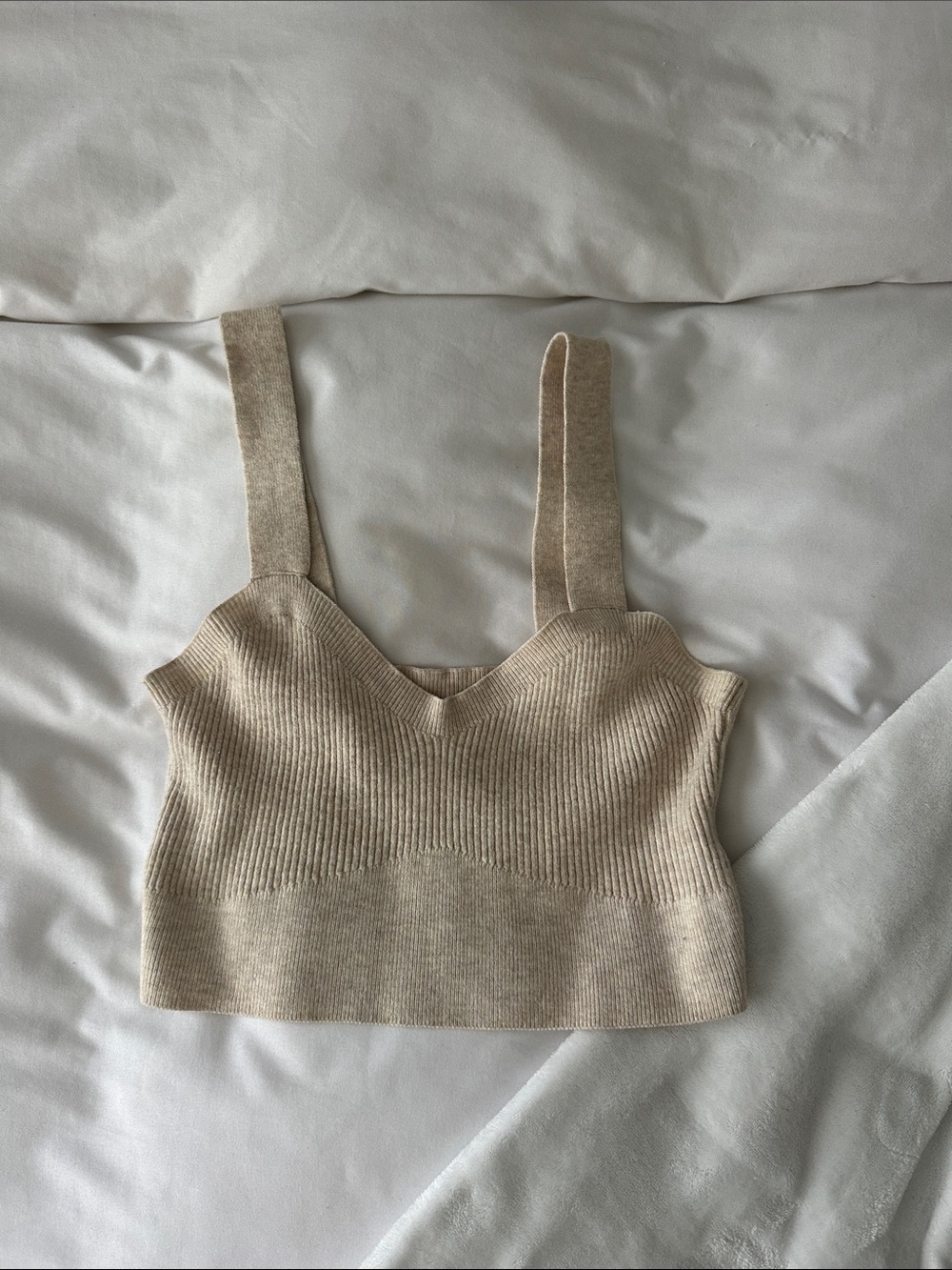 Hollister Beige Ribbed Knit Tank Top